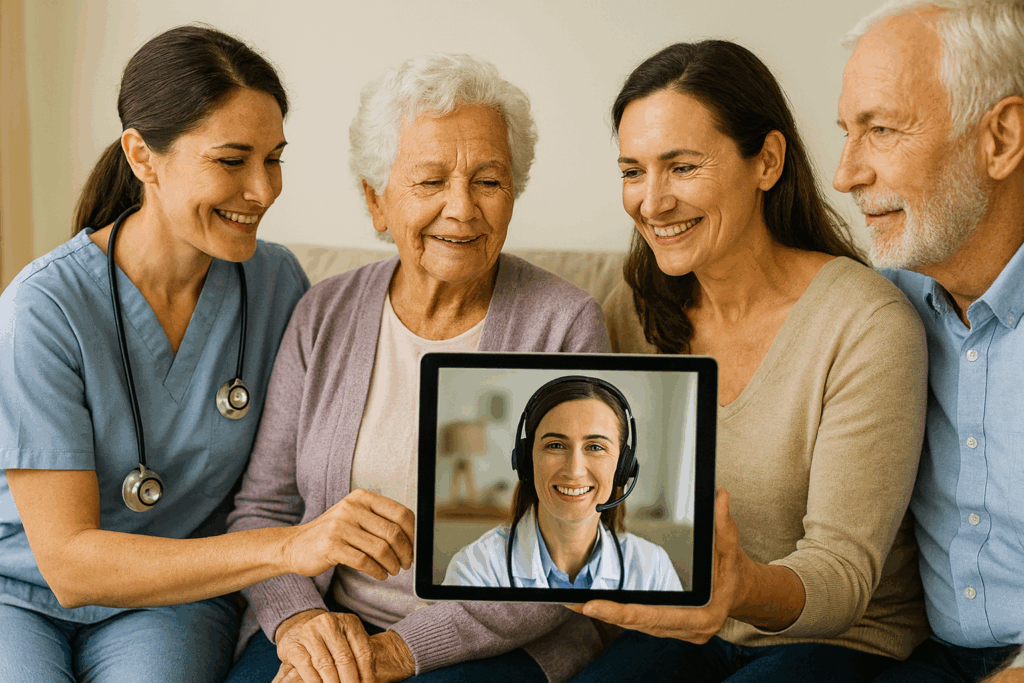 Assistierte Telemedizin - Virtuelles Krankenhaus Angehörige und Versorgung zuhause