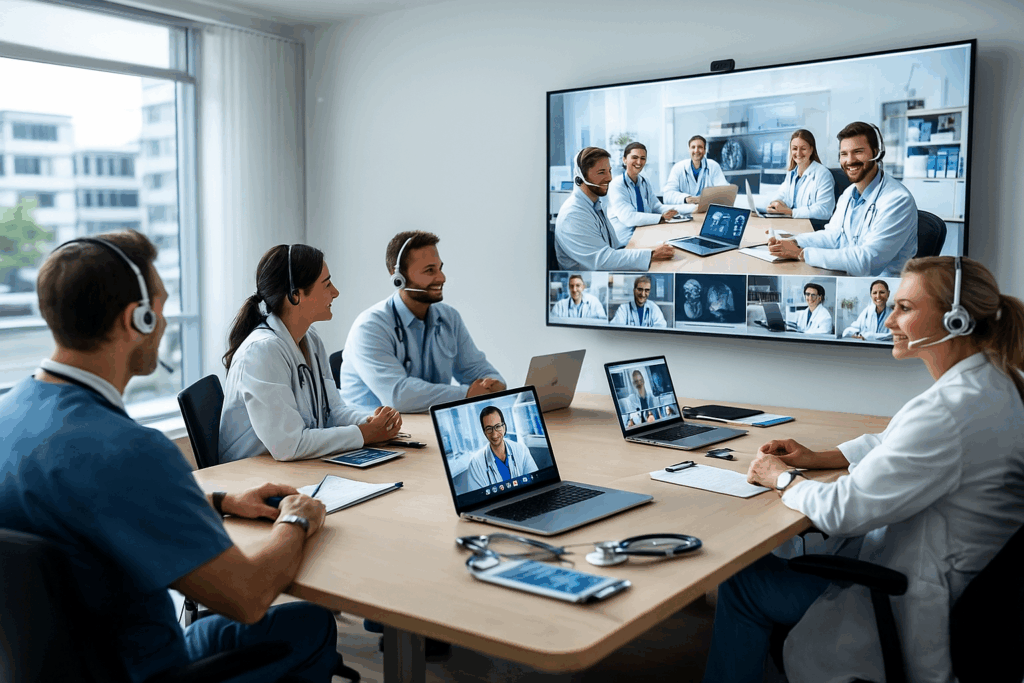 Assistierte Telemedizin - Virtuelles Krankenhaus Medizinisches Netzwerk Smart Medics