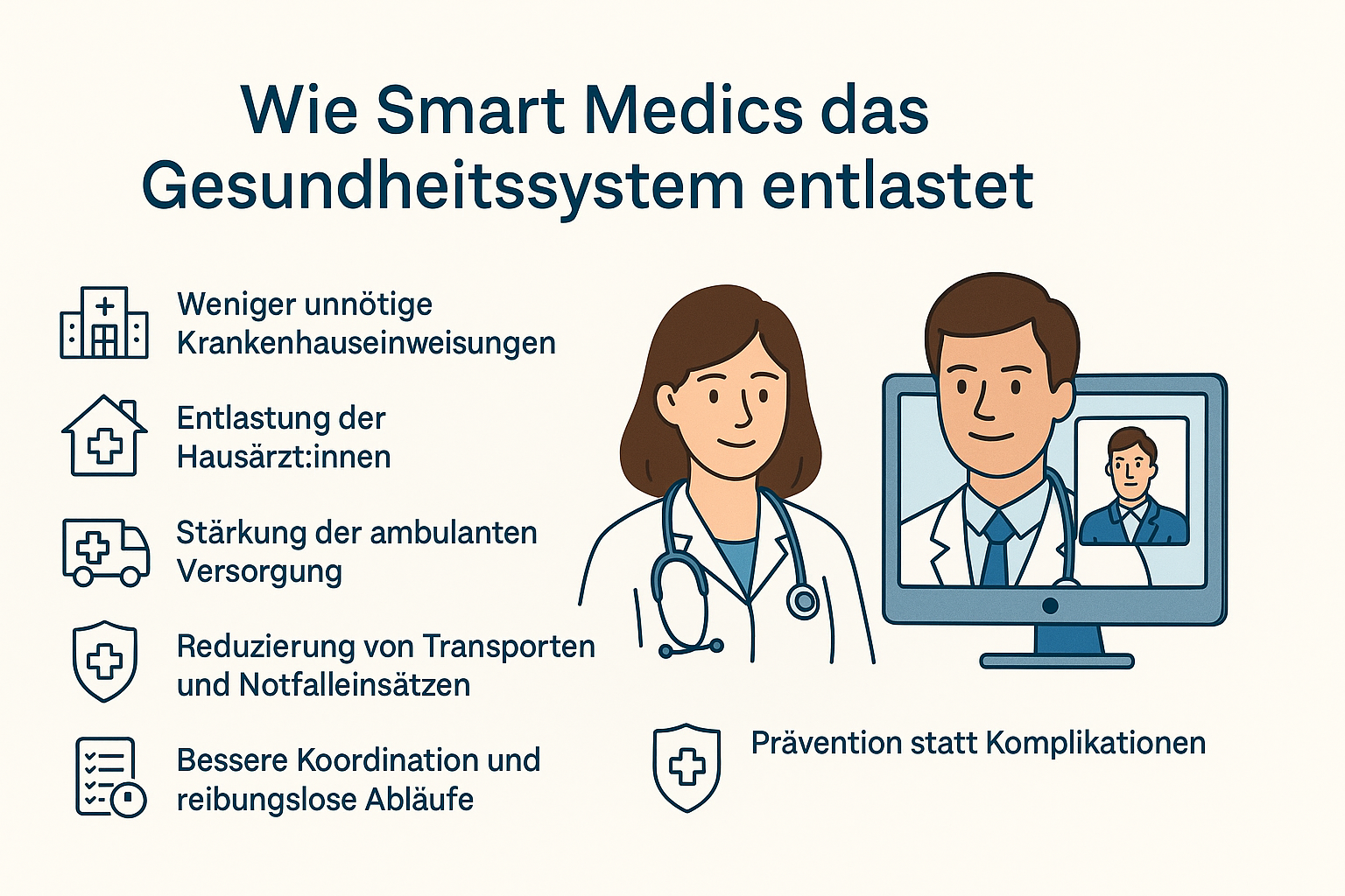 Assistierte Telemedizin - Virtuelles Krankenhaus Gesundheitssystem und Versorgung