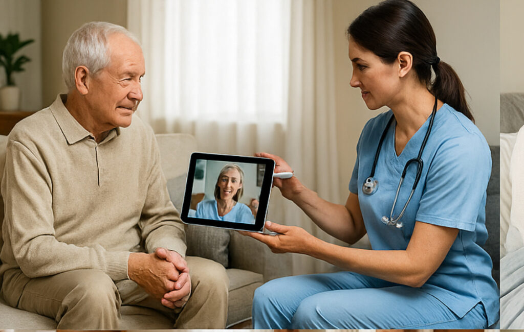 Assistierte Telemedizin - Virtuelles Krankenhaus Patientin zuhause